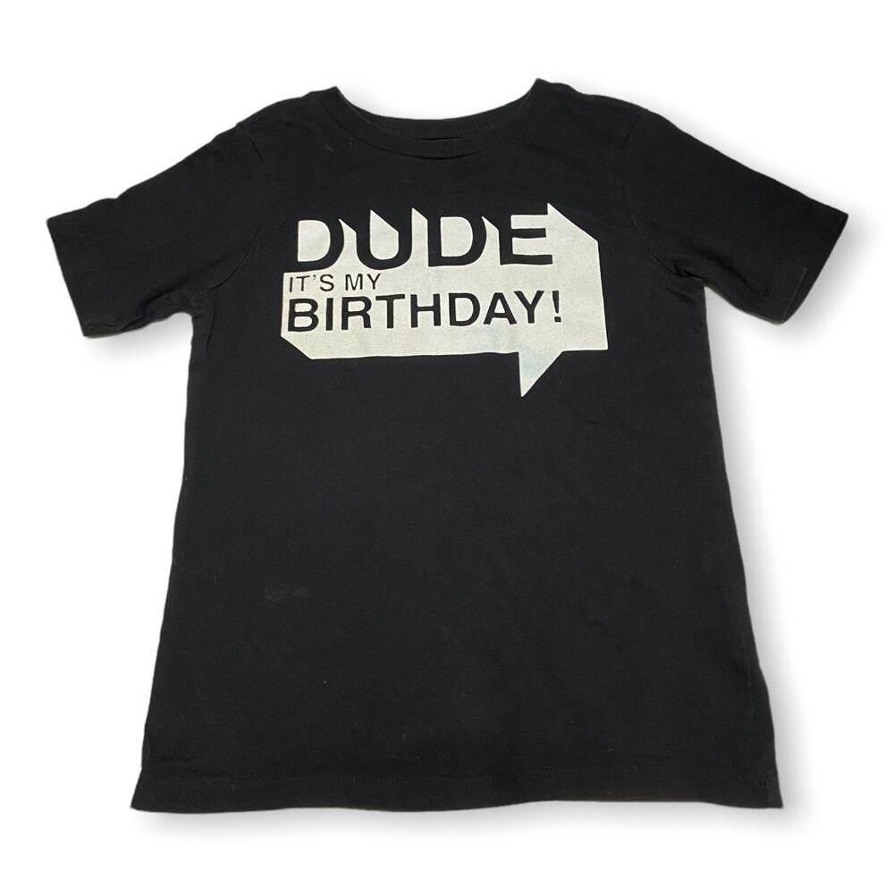 The Children's Place Boys Shirt Size 5T Dude It's My Birthday Tee T-Shirt‎ Black